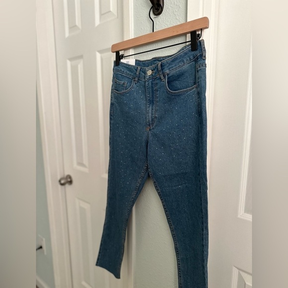 NWT H&M Rhinestones Skinny Ankle High Waist Jeans Size: 29 - Picture 4 of 10